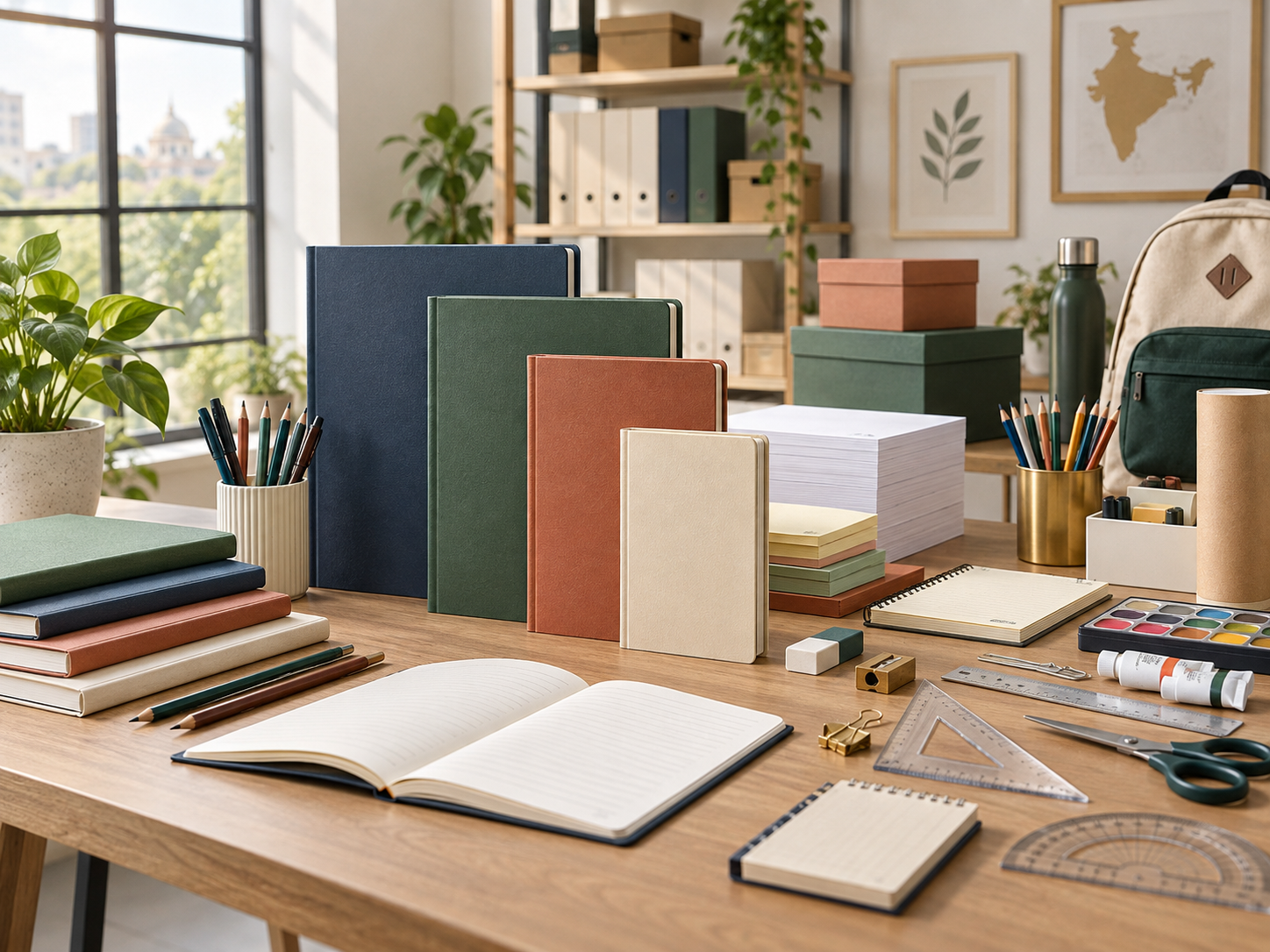 Modern notebooks and educational stationery
